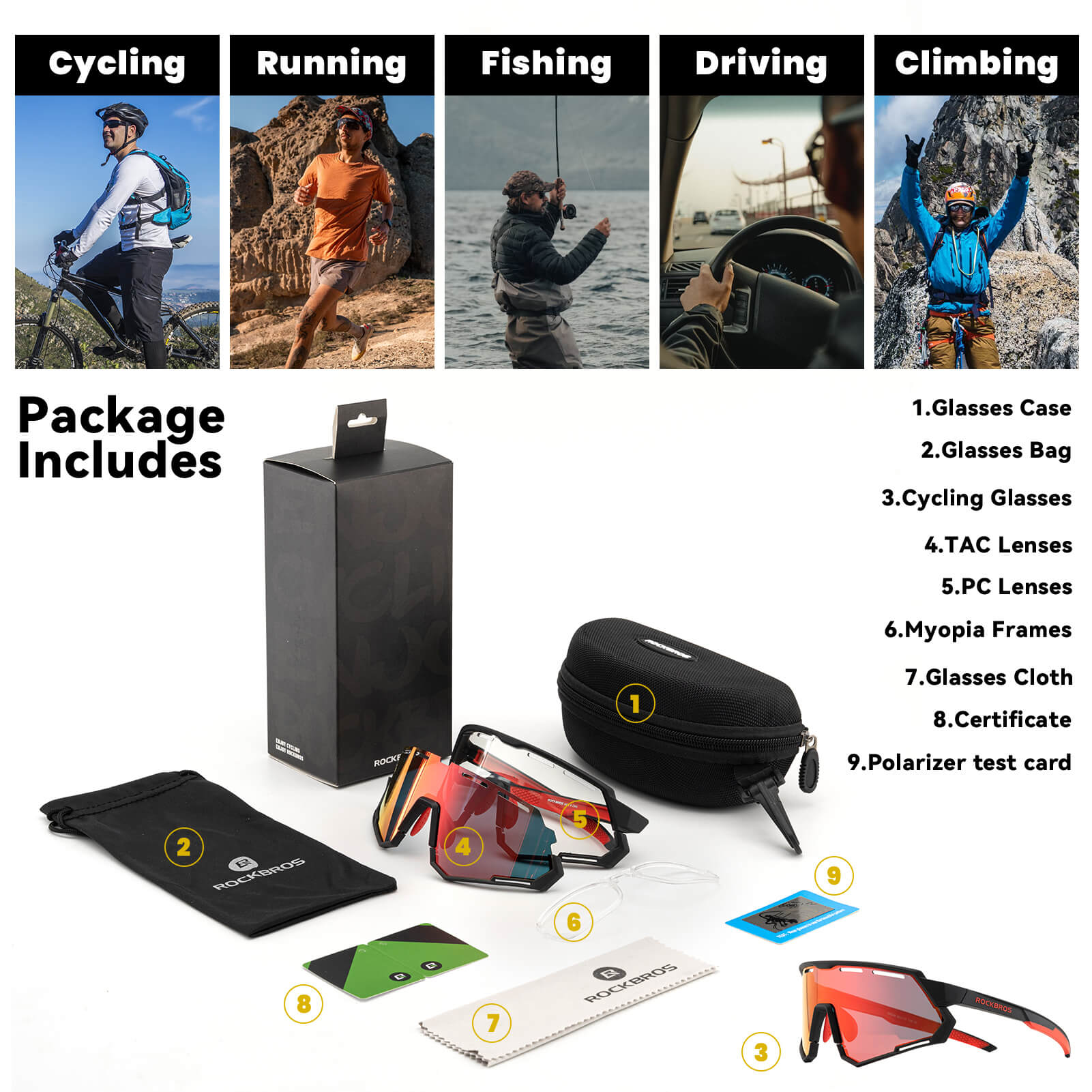Gafas de Ciclismo de Doble Lente – Lentes Fotocromáticas y Polarizadas