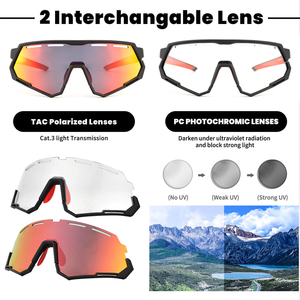 Gafas de Ciclismo de Doble Lente – Lentes Fotocromáticas y Polarizadas