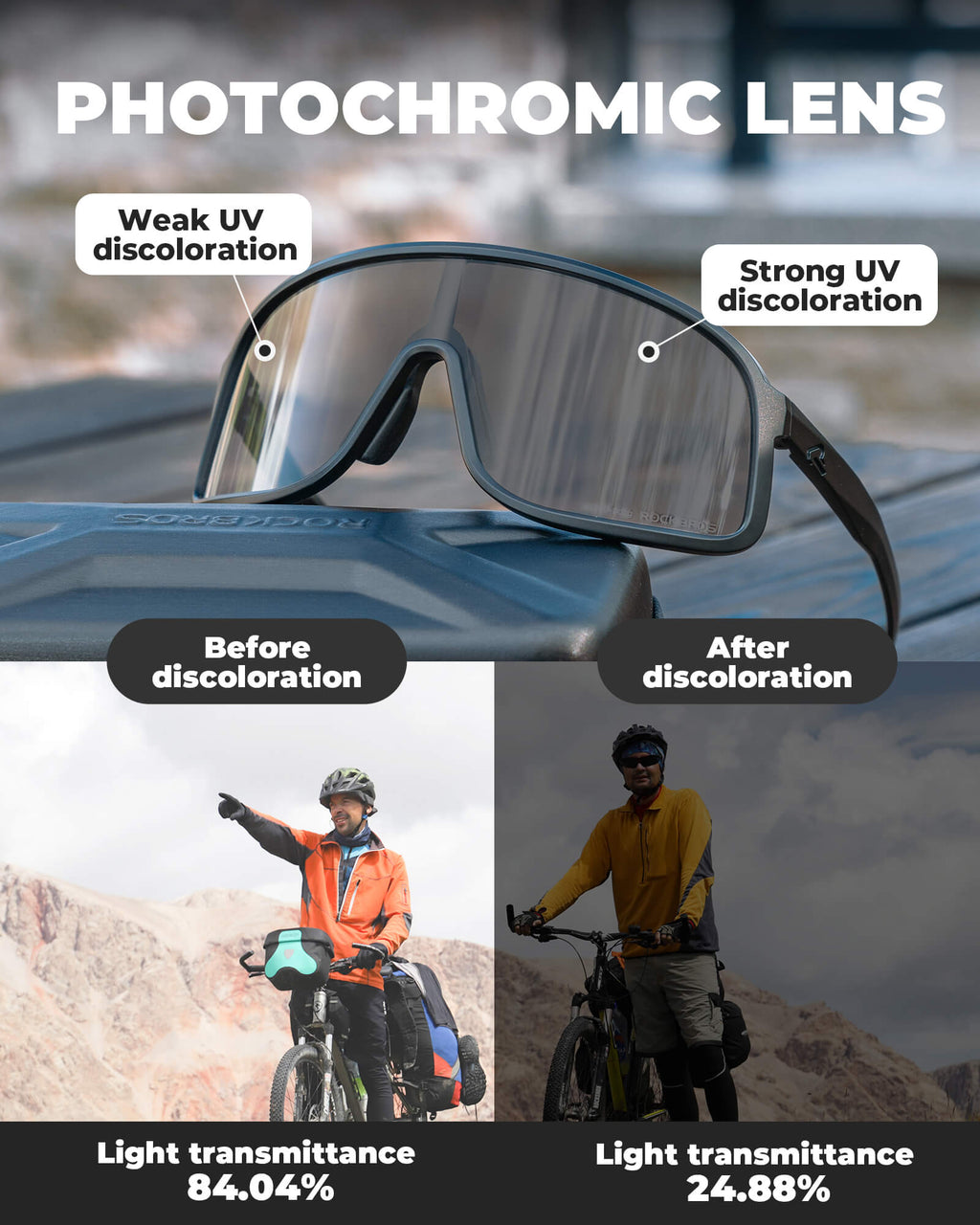 Gafas de Ciclismo Fotocromáticas con Antivaho y Protección UV