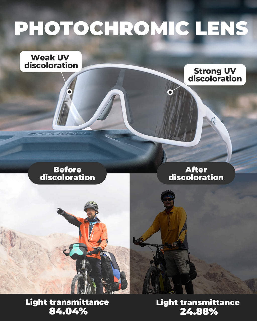 Gafas de Ciclismo Fotocromáticas con Antivaho y Protección UV