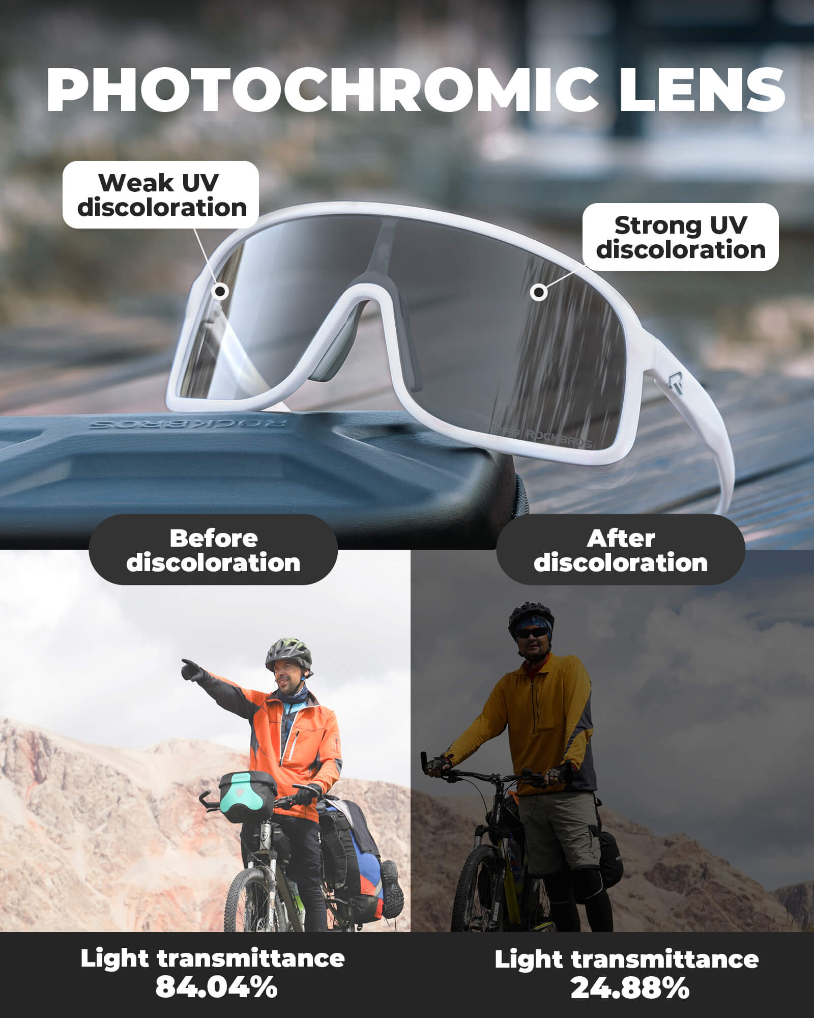 Gafas de Ciclismo Fotocromáticas con Antivaho y Protección UV
