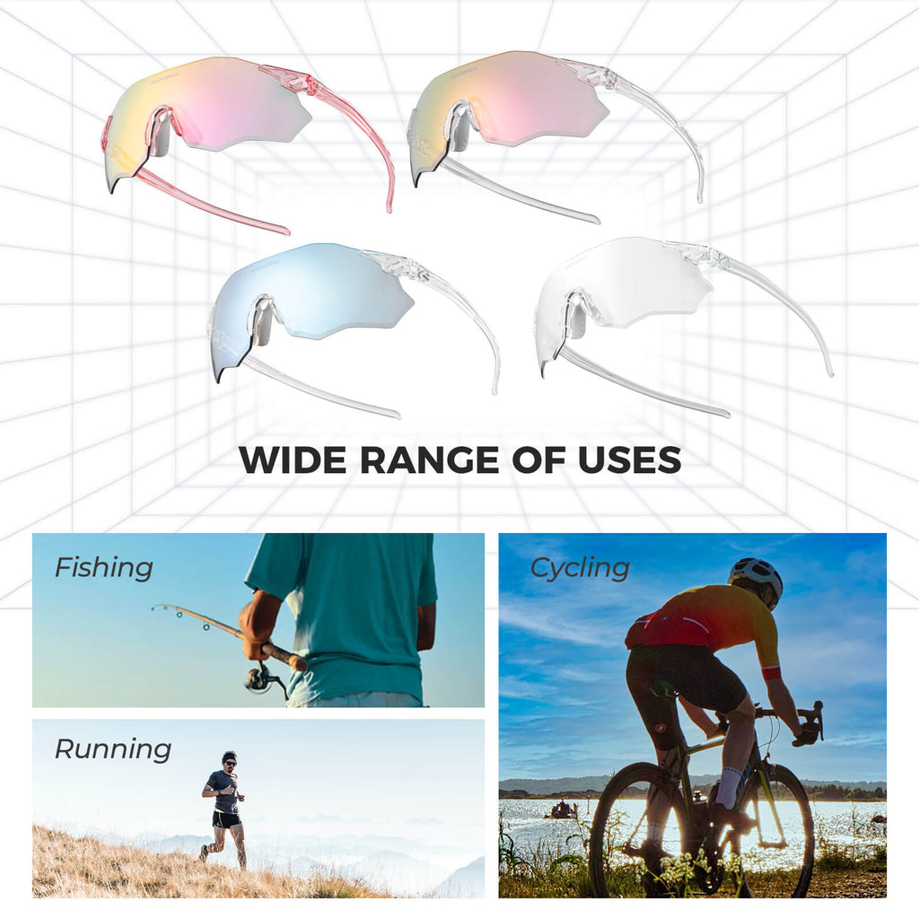 Gafas de ciclismo fotocromáticas sin montura