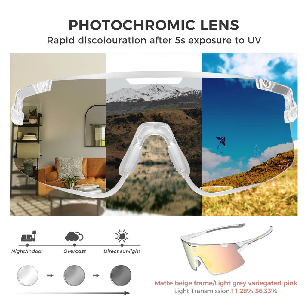 Gafas de ciclismo fotocromáticas ROAD TO SKY BOUNDLESS, juego de 3 lentes