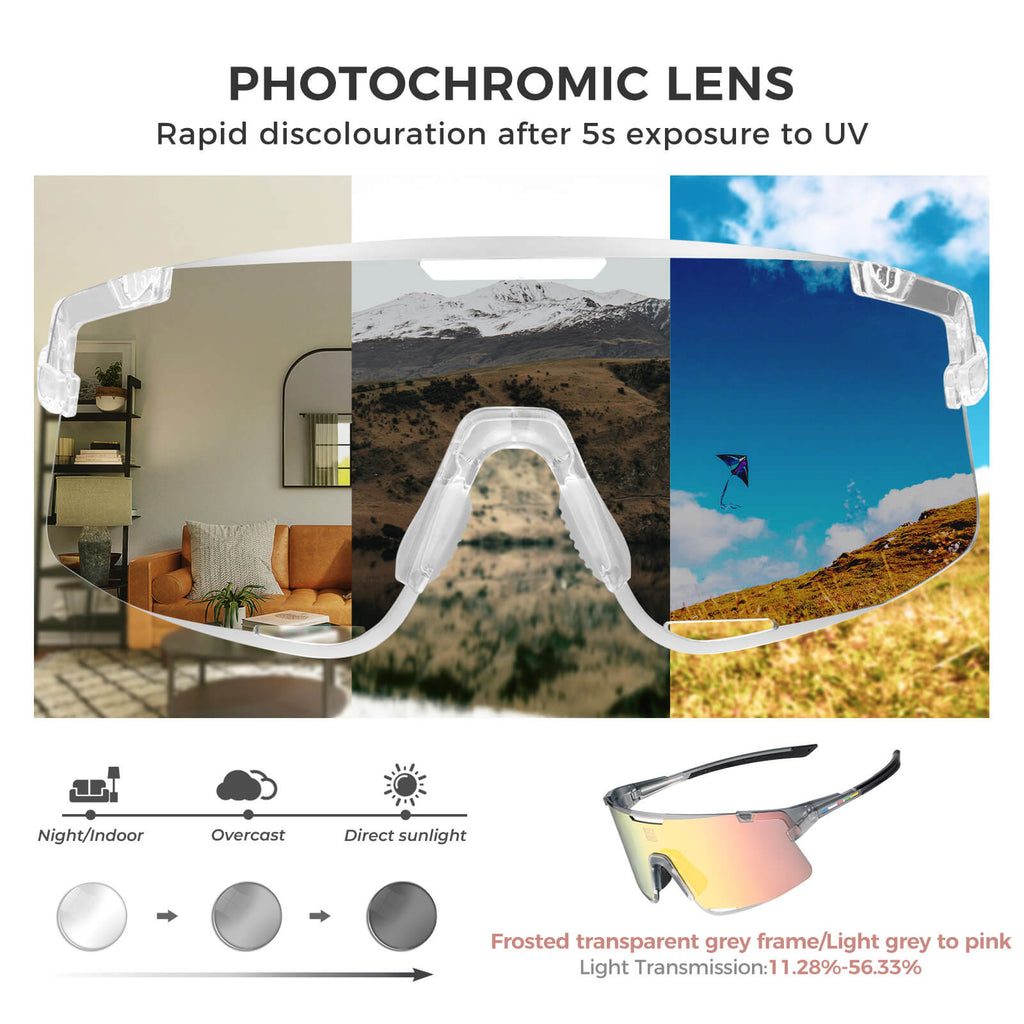 Gafas de ciclismo fotocromáticas ROAD TO SKY BOUNDLESS, juego de 3 lentes