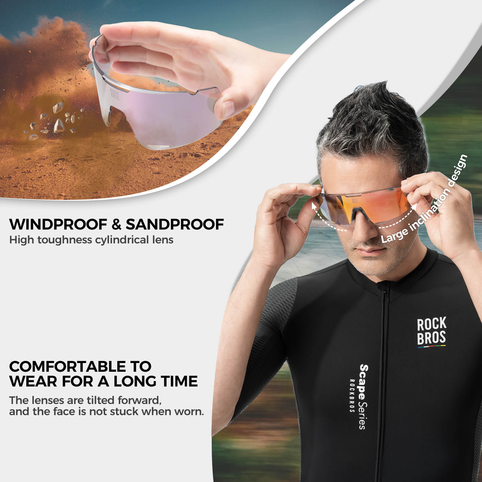 Gafas de ciclismo fotocromáticas ROAD TO SKY BOUNDLESS, juego de 3 lentes