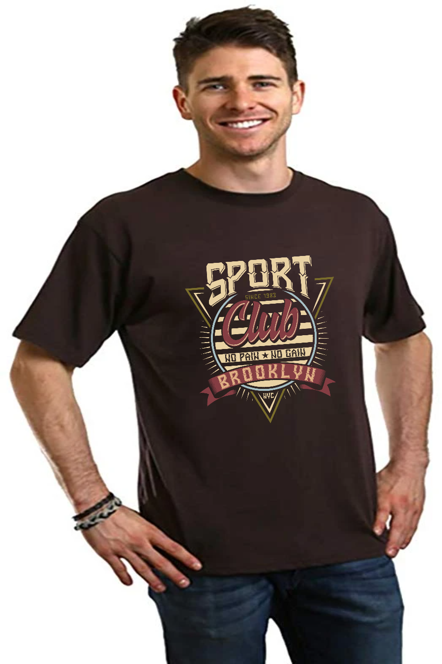 Camiseta gráfica de manga corta de bambú/algodón orgánico para hombre Sport Club