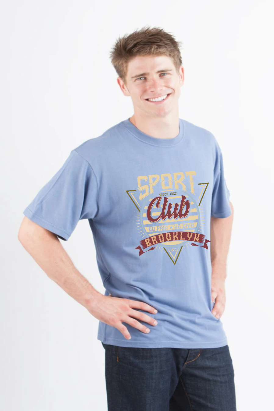 Camiseta gráfica de manga corta de bambú/algodón orgánico para hombre Sport Club