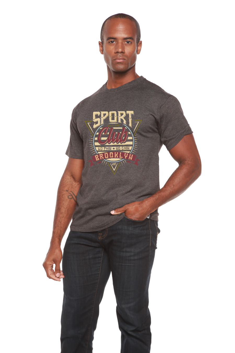 Camiseta gráfica de manga corta de bambú/algodón orgánico para hombre Sport Club