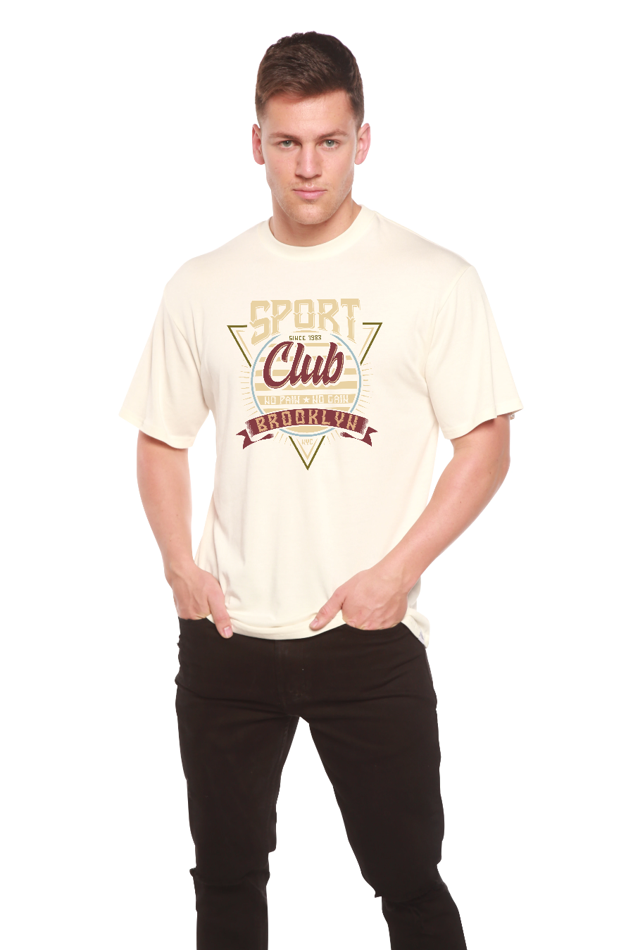 Camiseta gráfica de manga corta de bambú/algodón orgánico para hombre Sport Club