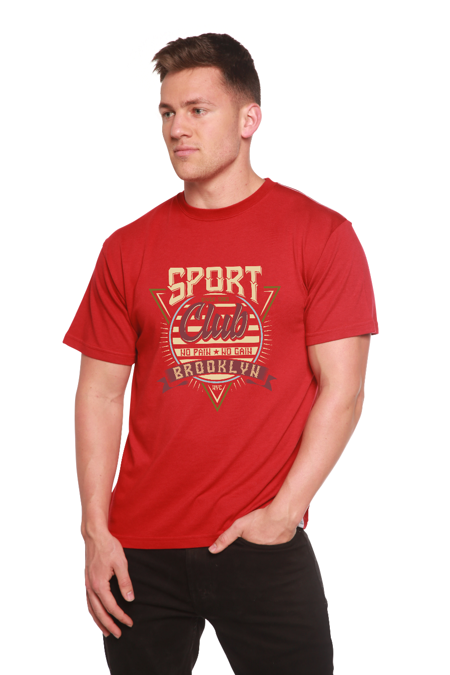 Camiseta gráfica de manga corta de bambú/algodón orgánico para hombre Sport Club