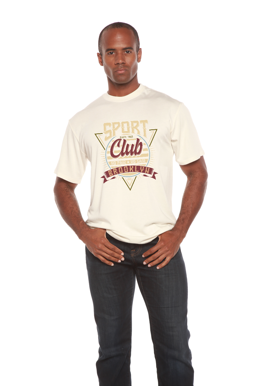 Camiseta gráfica de manga corta de bambú/algodón orgánico para hombre Sport Club