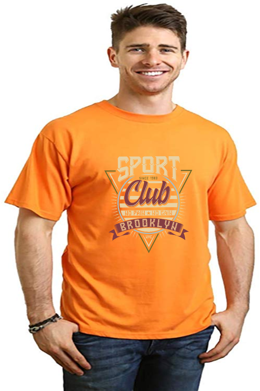 Camiseta gráfica de manga corta de bambú/algodón orgánico para hombre Sport Club