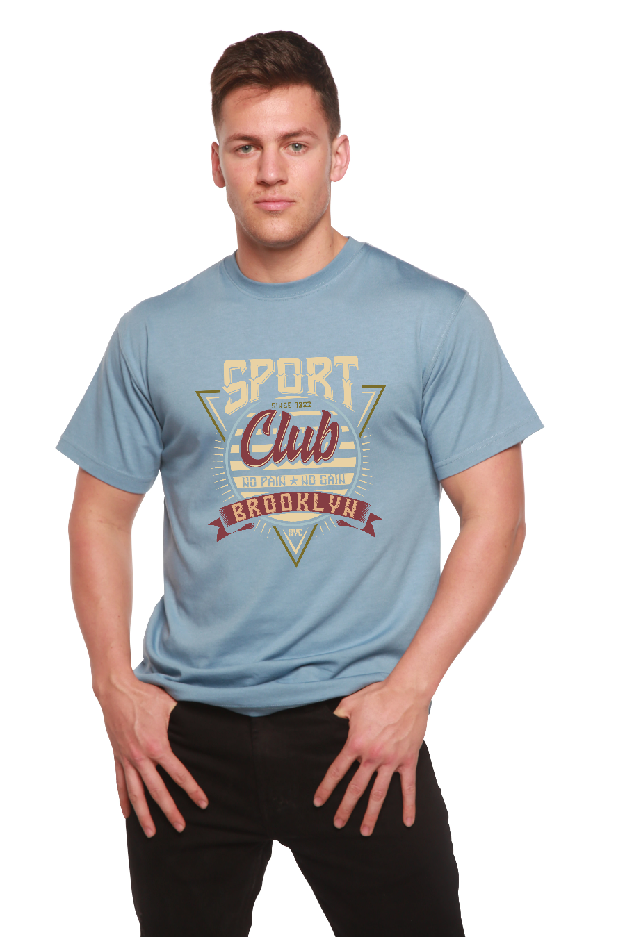 Camiseta gráfica de manga corta de bambú/algodón orgánico para hombre Sport Club