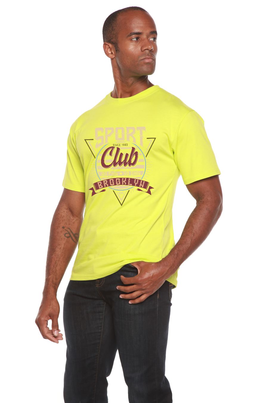 Camiseta gráfica de manga corta de bambú/algodón orgánico para hombre Sport Club