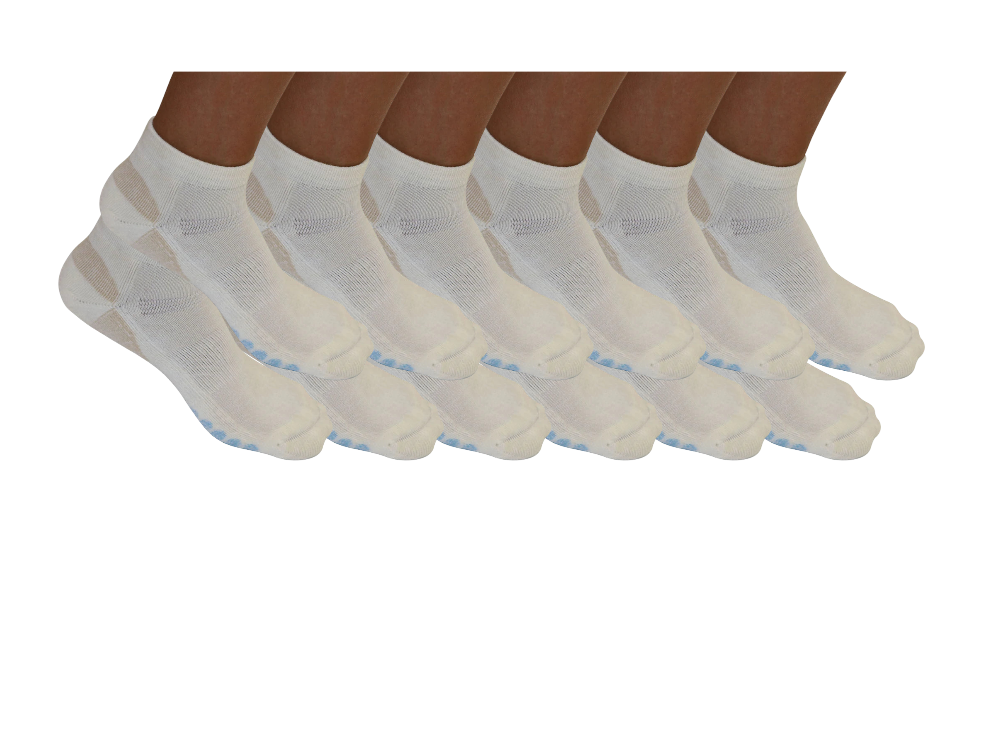 Calcetines tobilleros de alto rendimiento de viscosa de bambú, unisex, color blanco - Paquete de 12 unidades