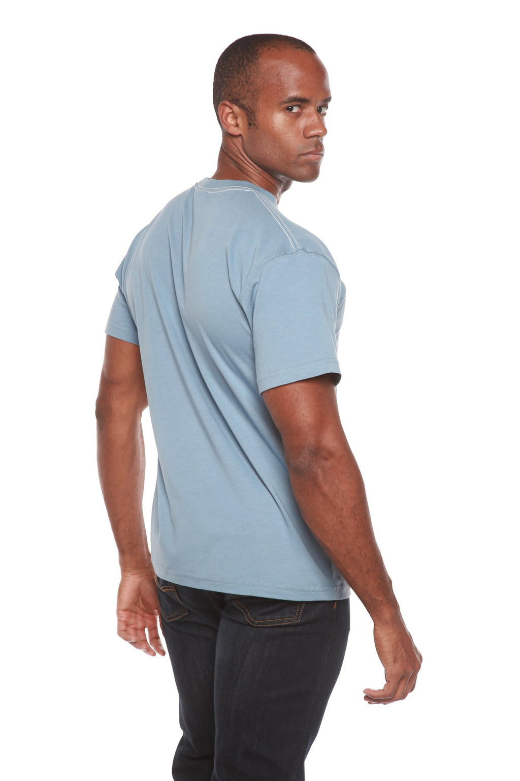 Camiseta de manga corta de viscosa de bambú/algodón orgánico con costuras en contraste para hombre