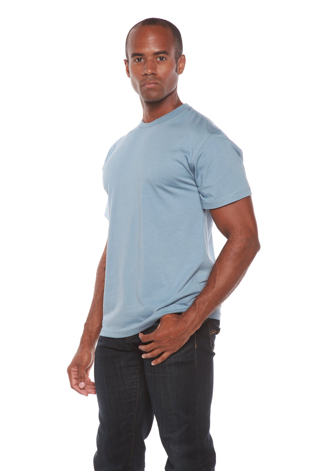 Camiseta de manga corta de viscosa de bambú/algodón orgánico con costuras en contraste para hombre