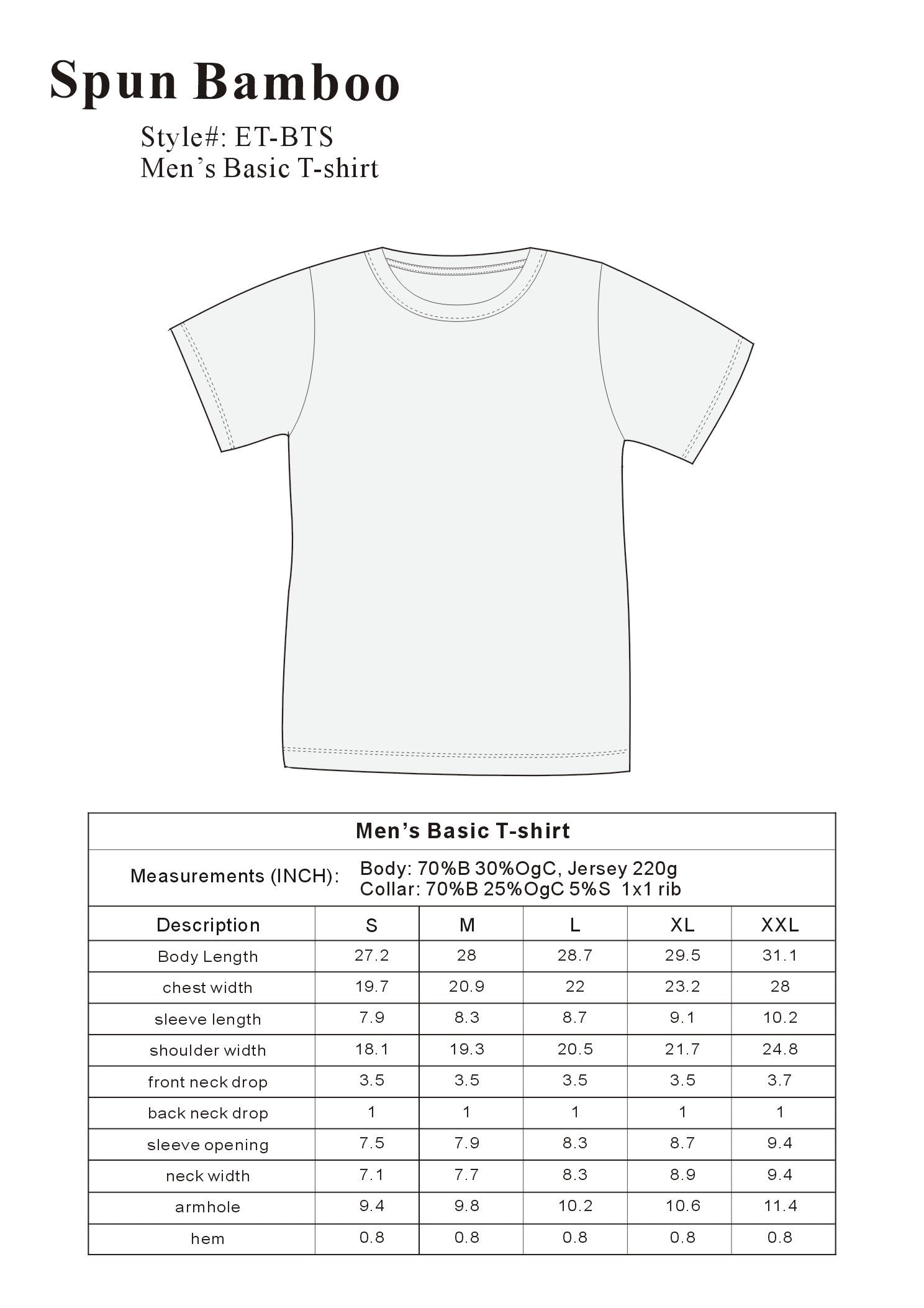 Liquidación Camiseta de Manga Corta de Bambú para Hombre - Corte Clásico