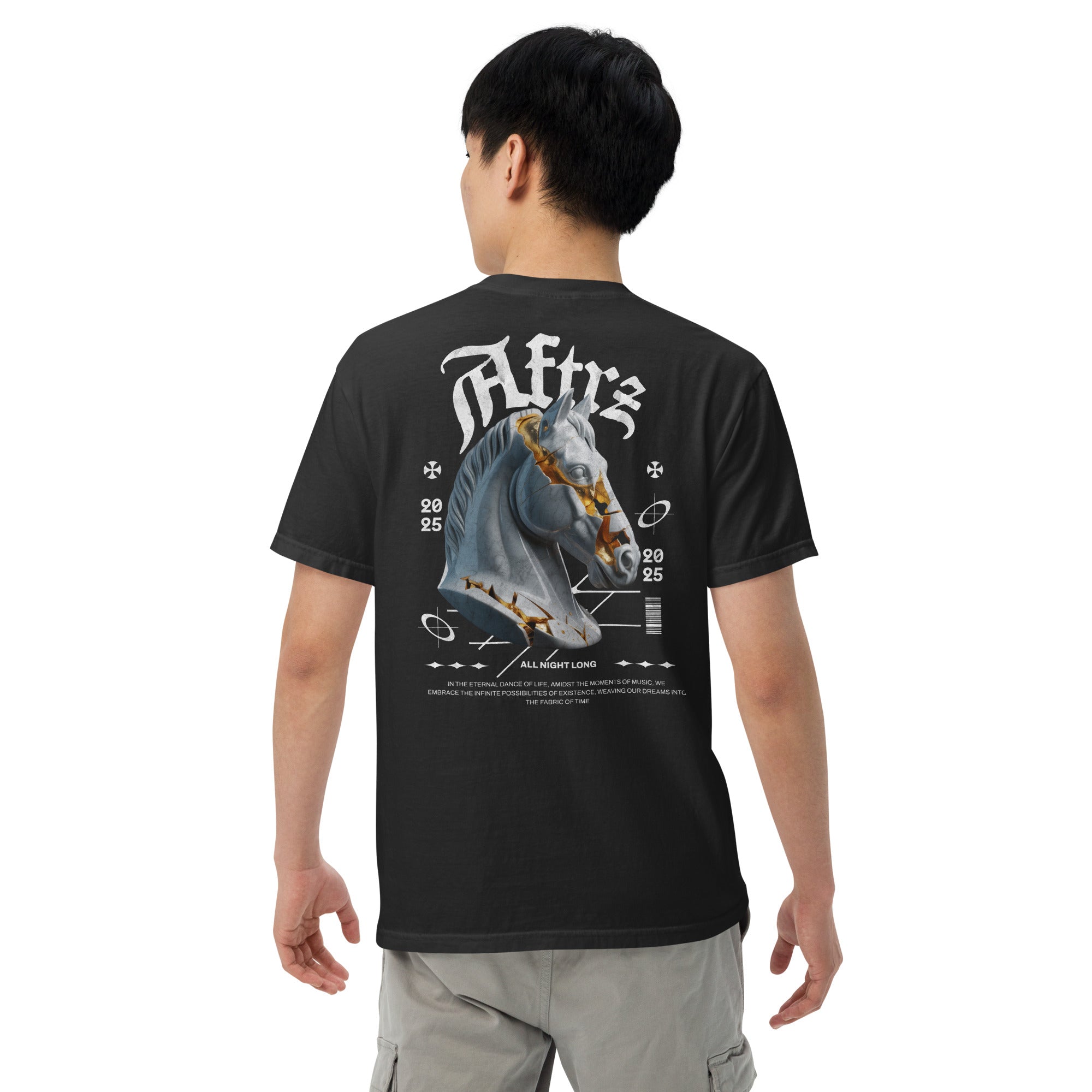 Camiseta de peso pesado Aftrz Horse All Night Long