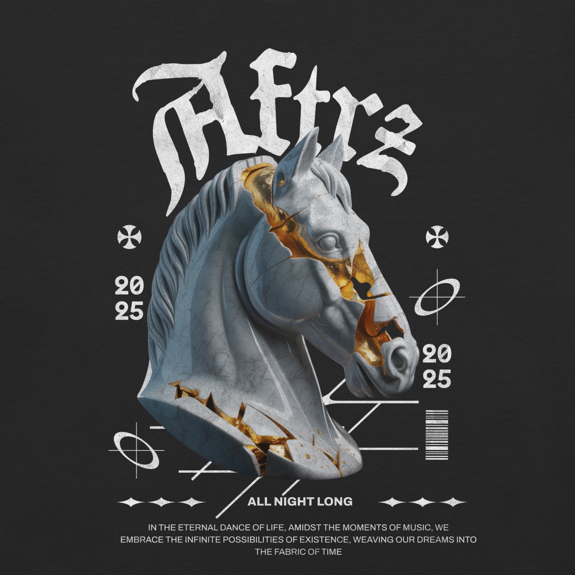 Camiseta de peso pesado Aftrz Horse All Night Long