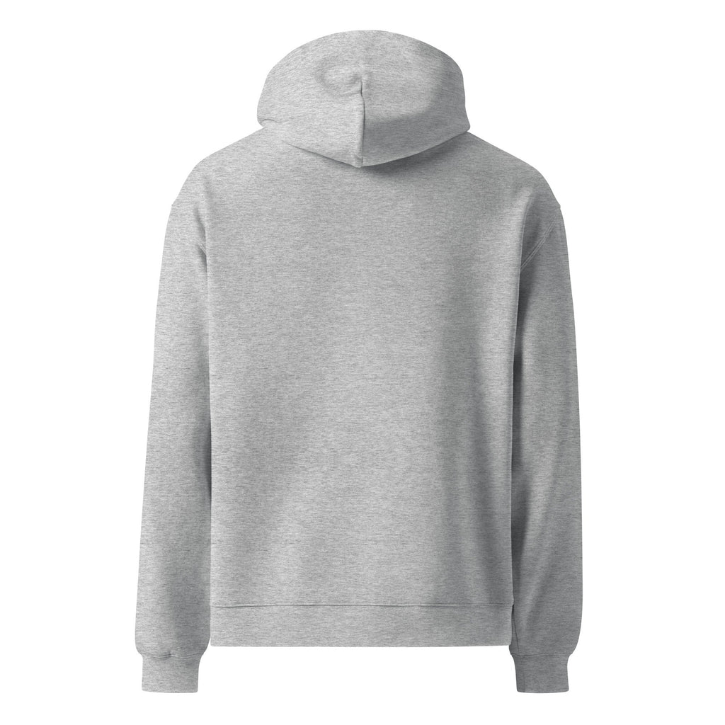 Sudadera con capucha oversize de hombro caído Aftrz Classics Premium - Gris jaspeado con logo rojo