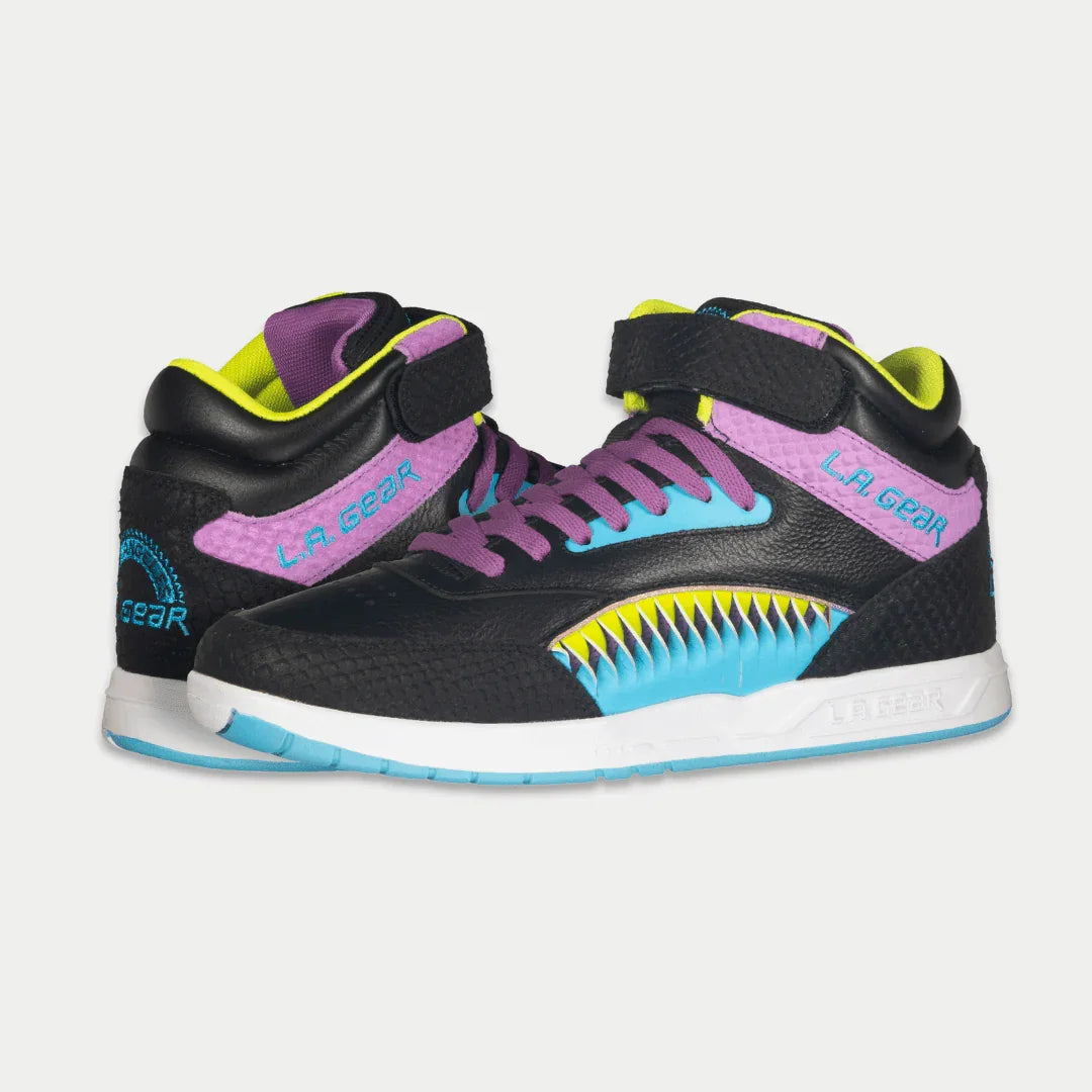 LA Gear Zapatillas altas Flame para mujer | Negro x Morado x Turquesa