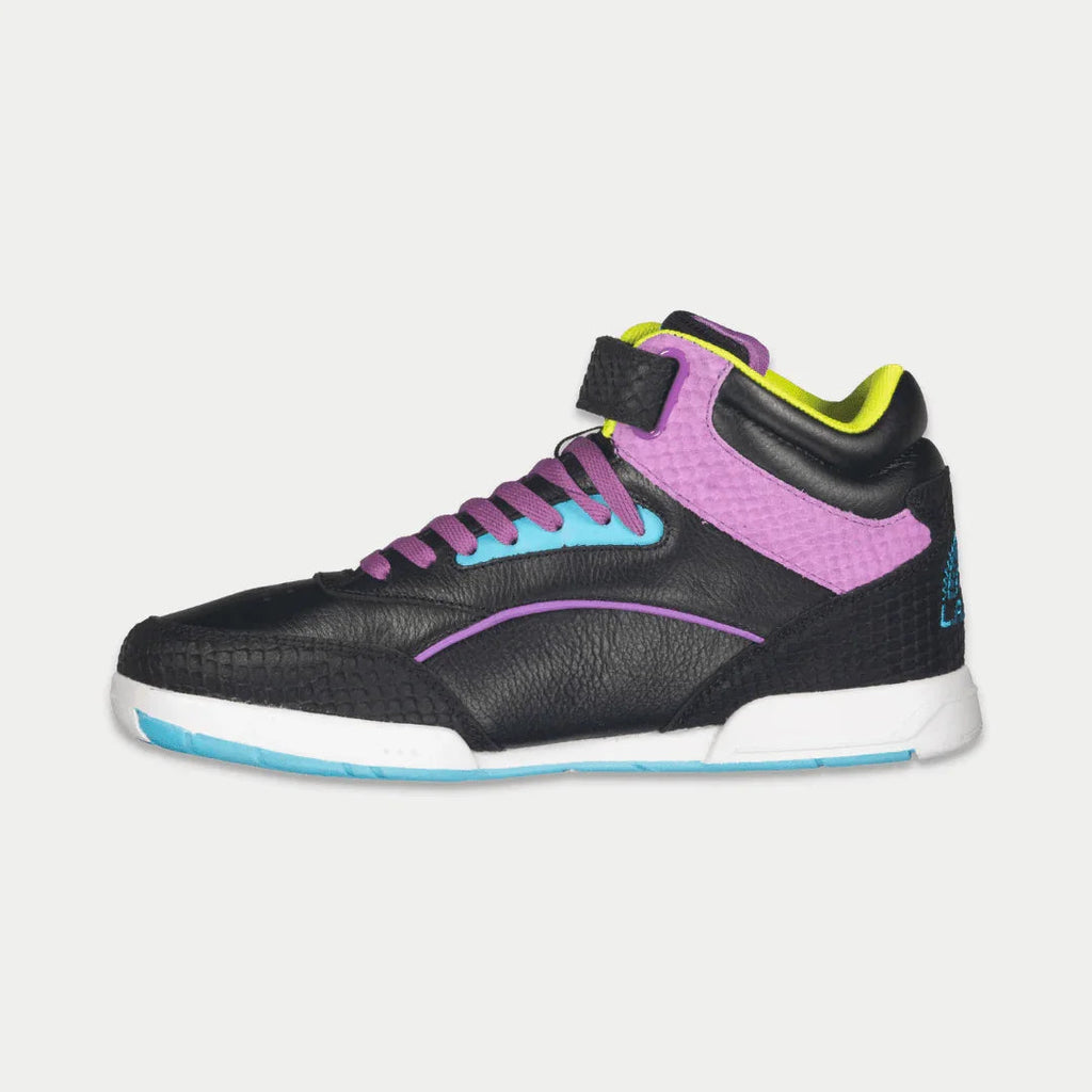 LA Gear Zapatillas altas Flame para mujer | Negro x Morado x Turquesa