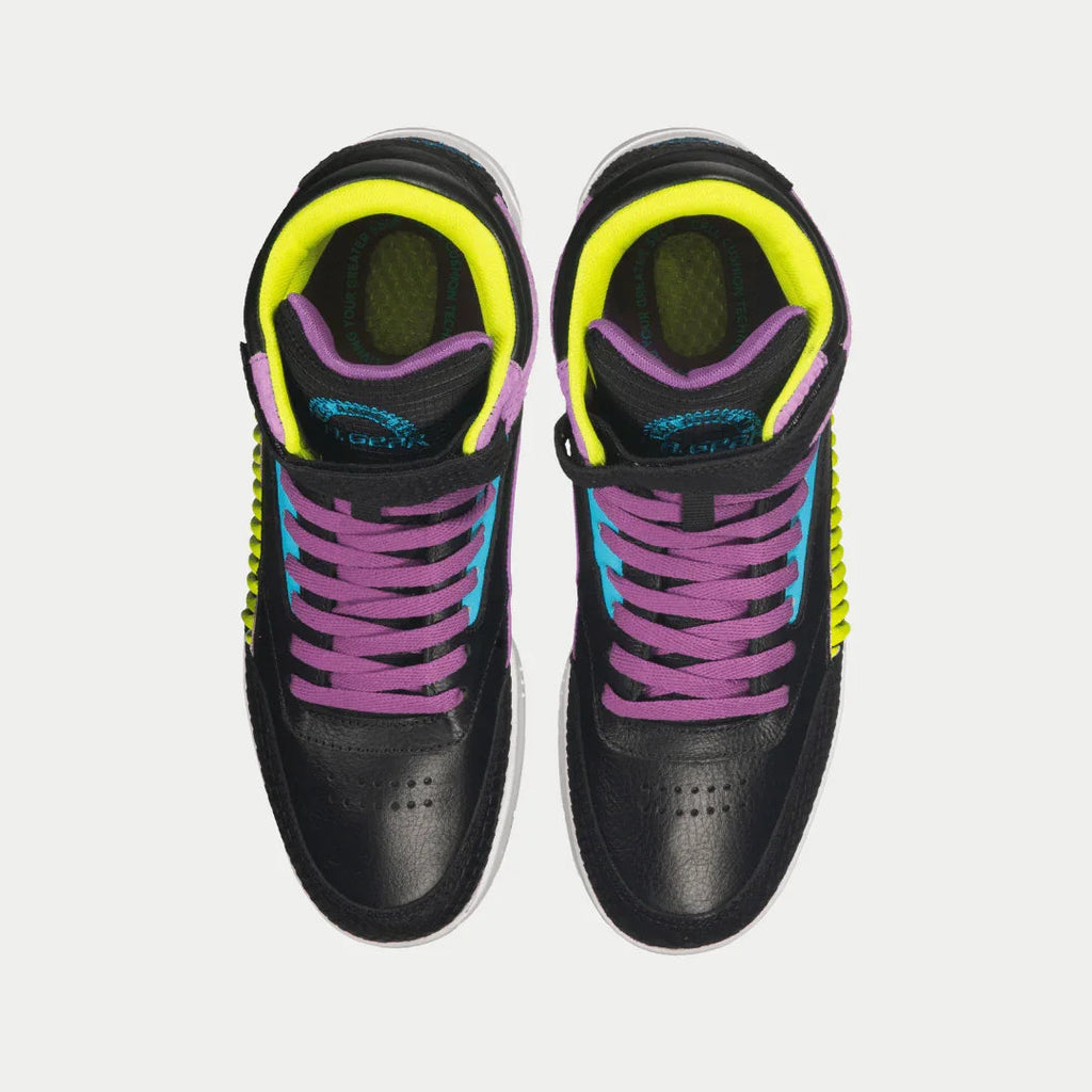 LA Gear Zapatillas altas Flame para mujer | Negro x Morado x Turquesa