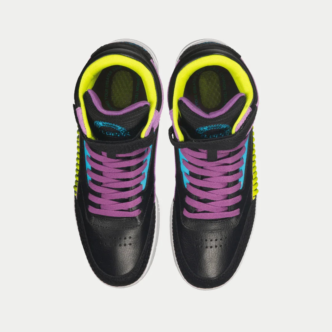 LA Gear Zapatillas altas Flame para mujer | Negro x Morado x Turquesa