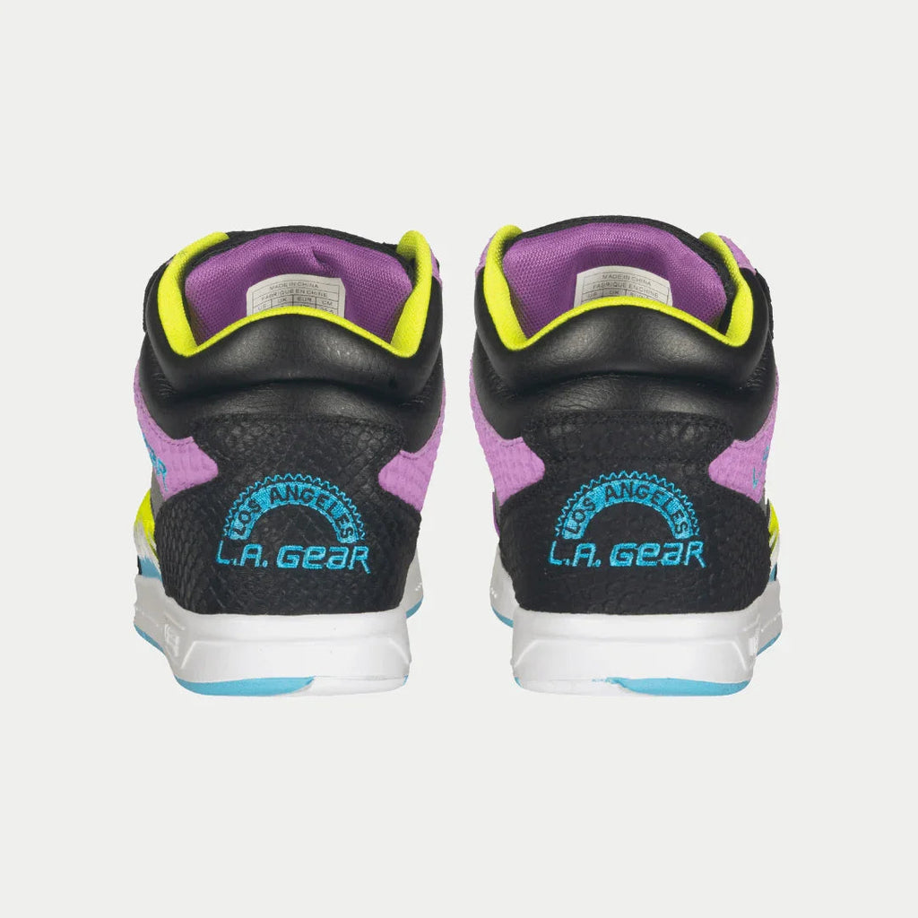 LA Gear Zapatillas altas Flame para mujer | Negro x Morado x Turquesa