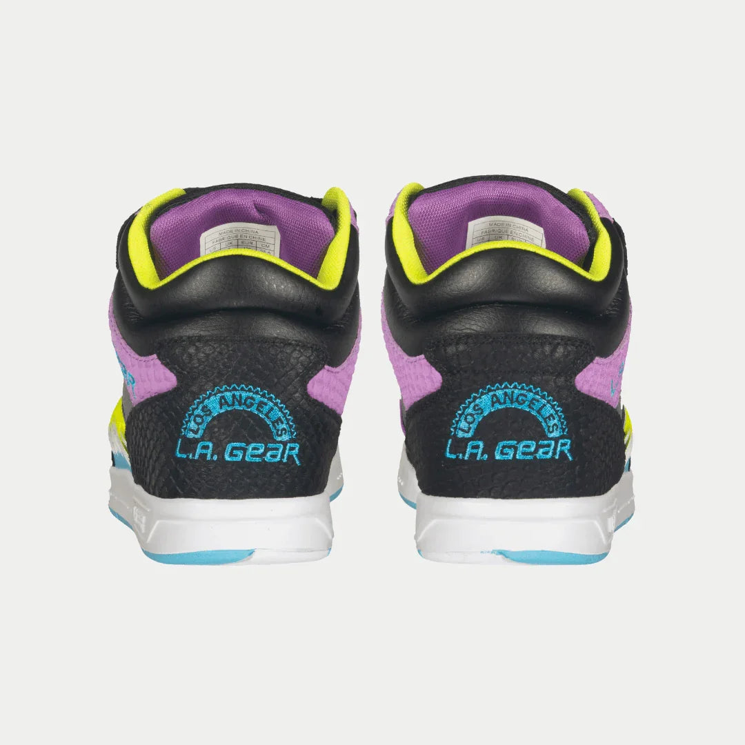 LA Gear Zapatillas altas Flame para mujer | Negro x Morado x Turquesa