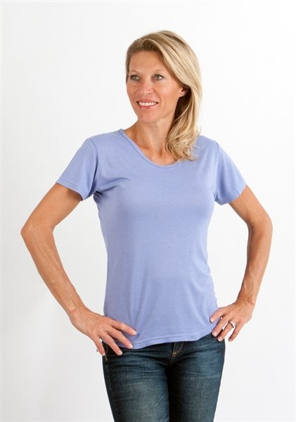 Camiseta de manga corta con cuello redondo y viscosa de bambú 100% para mujer