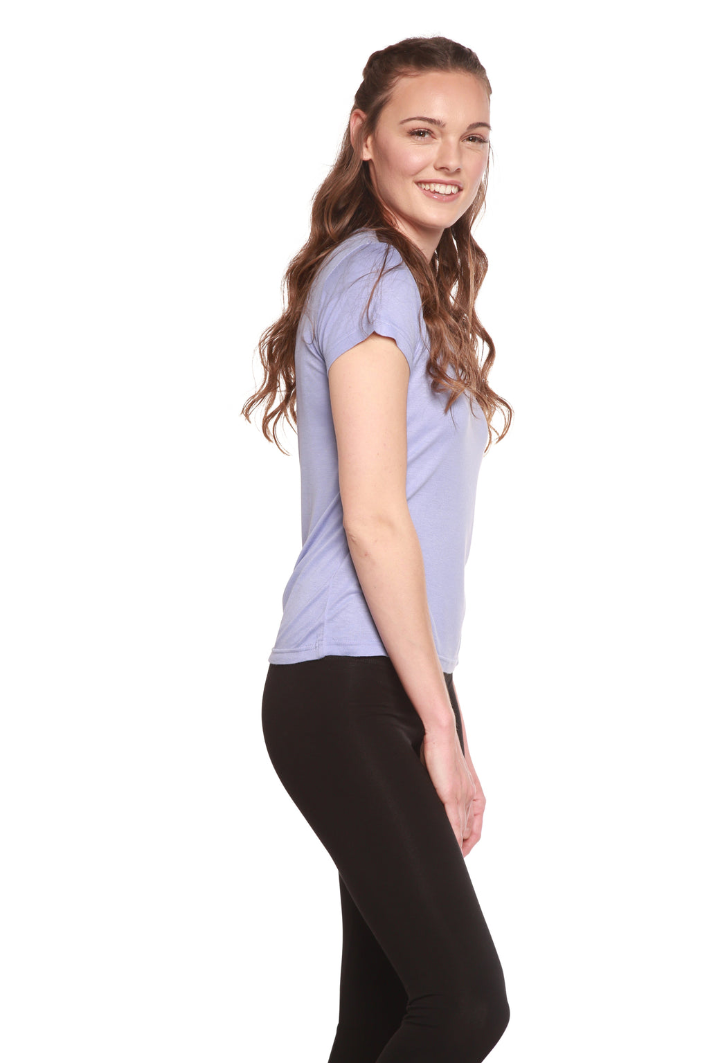 Camiseta de manga corta con cuello redondo y viscosa de bambú 100% para mujer