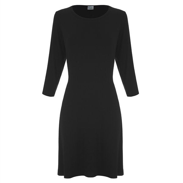 Vestido de viscosa de bambú con corte en A para mujer en color negro