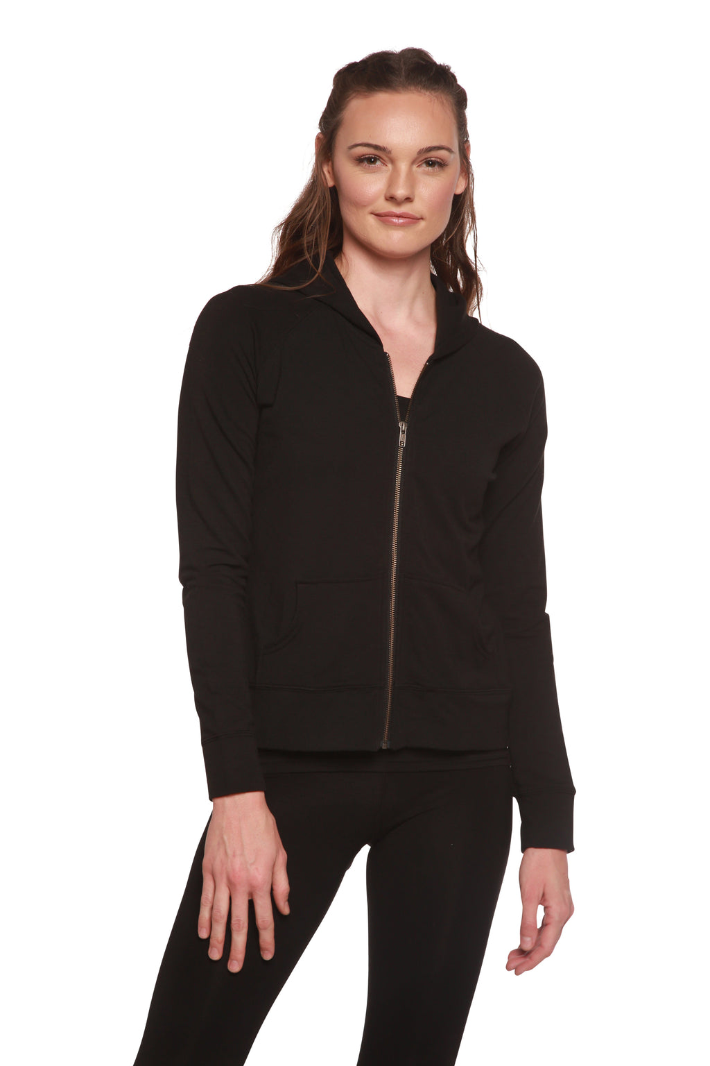Sudadera con capucha y cremallera de felpa francesa de bambú para mujer