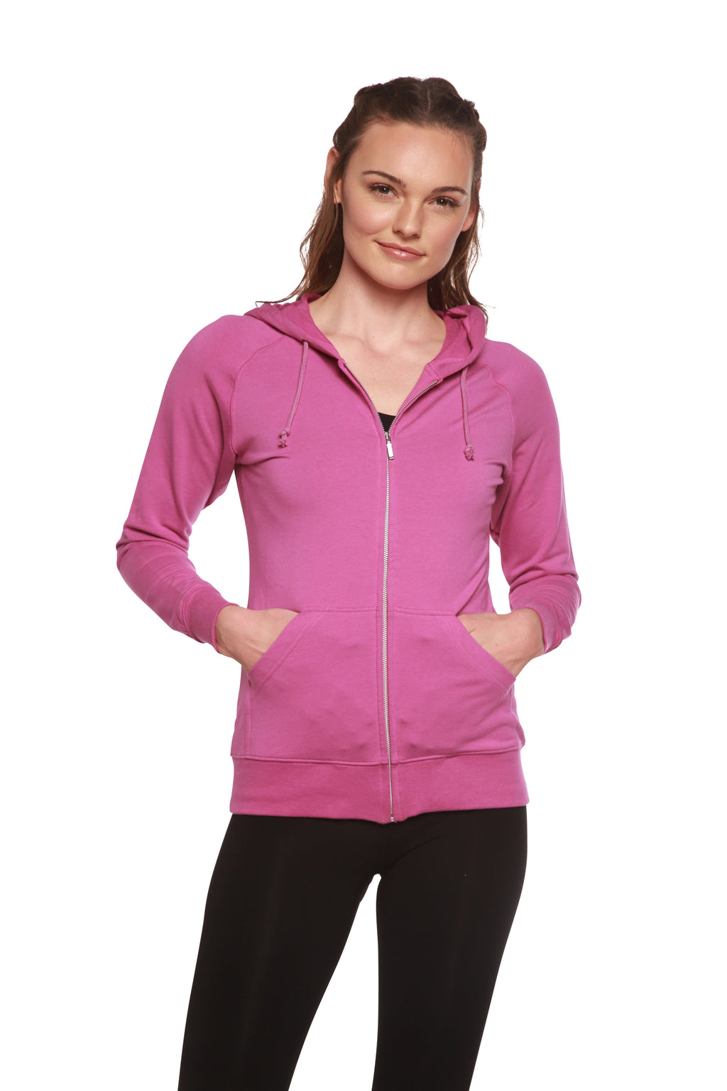 Sudadera con capucha y cremallera de felpa francesa de bambú para mujer