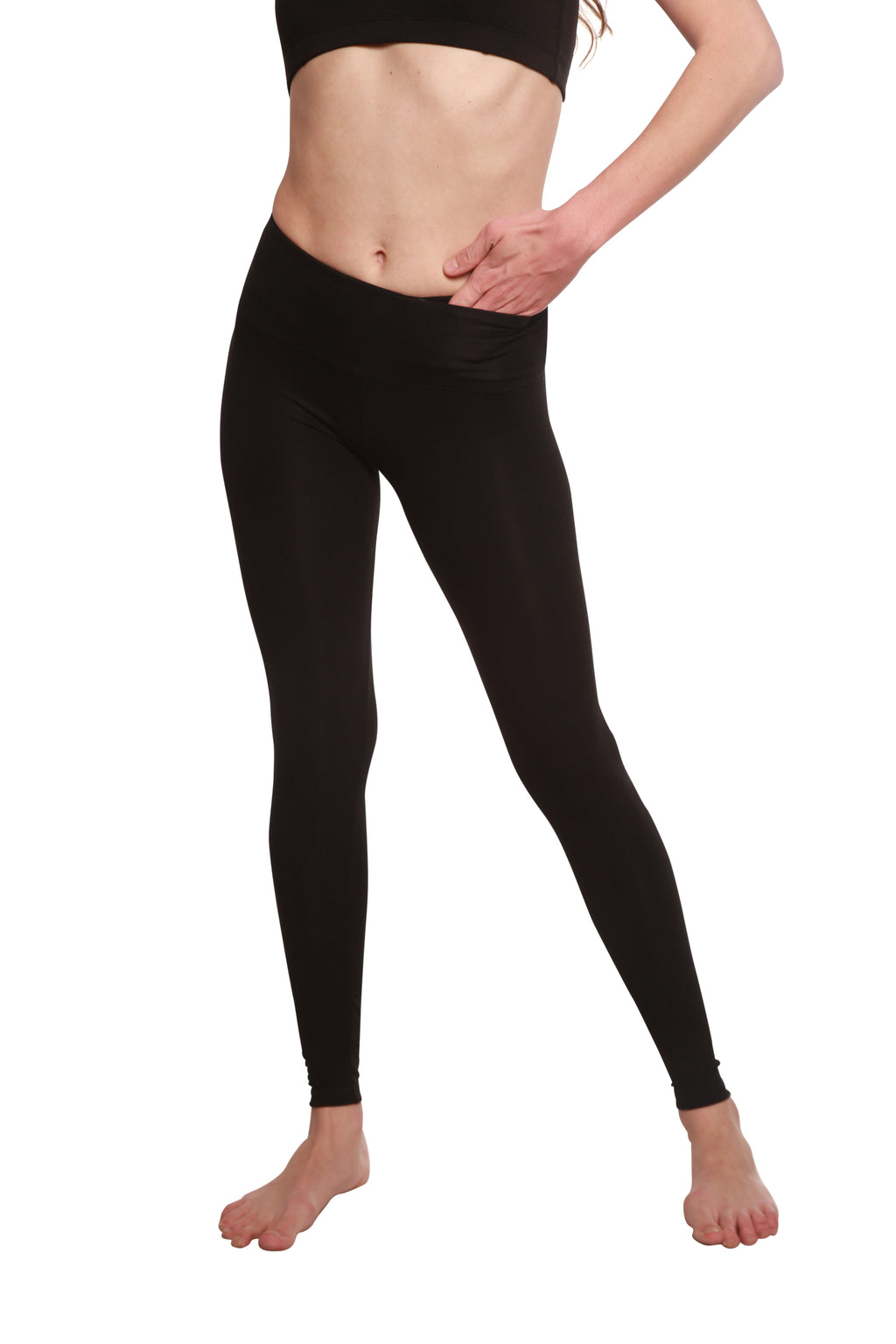 Liquidación Leggings largos de bambú/algodón negros para mujer