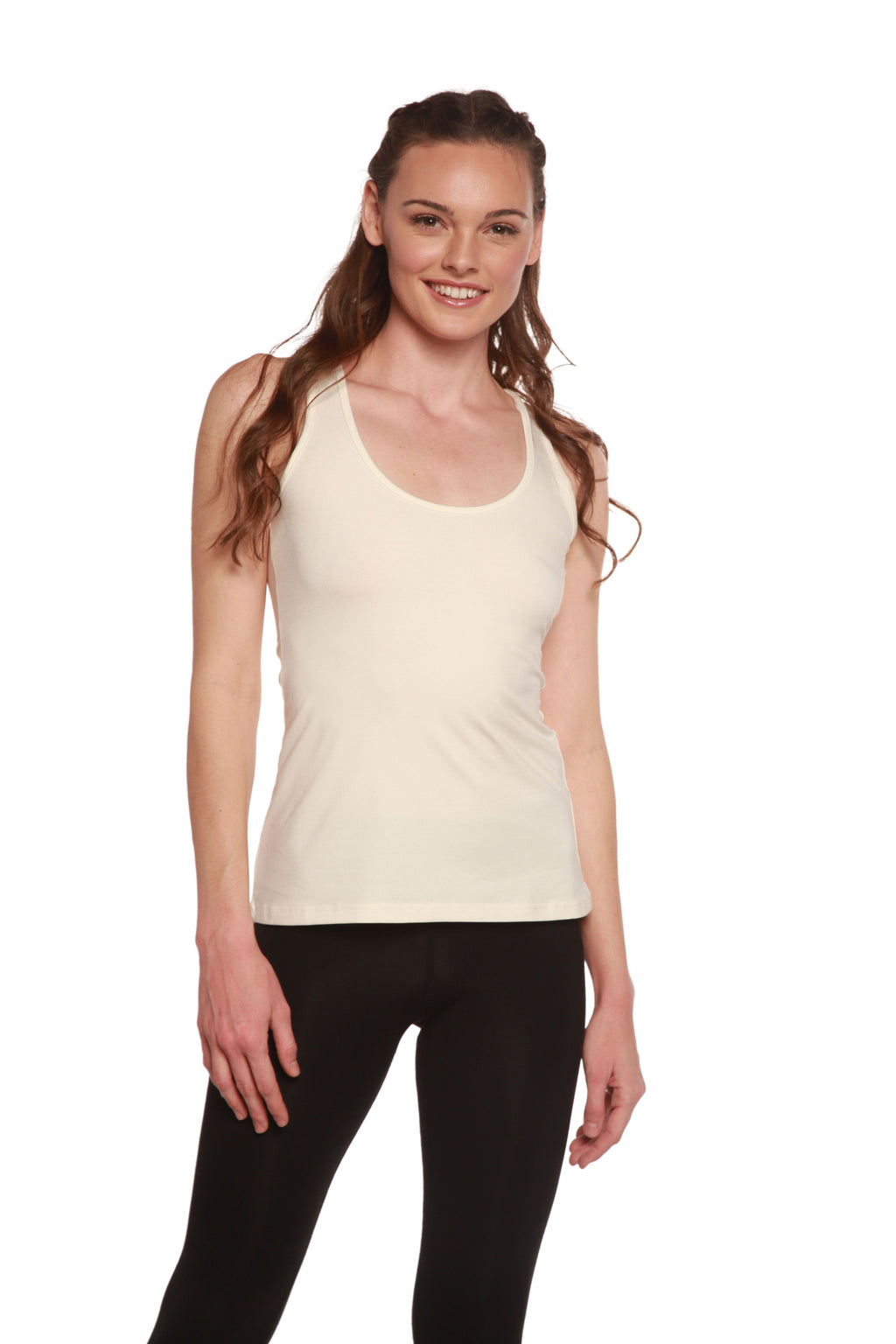 Liquidación Camiseta de tirantes estilo nadadora de bambú/algodón para mujer