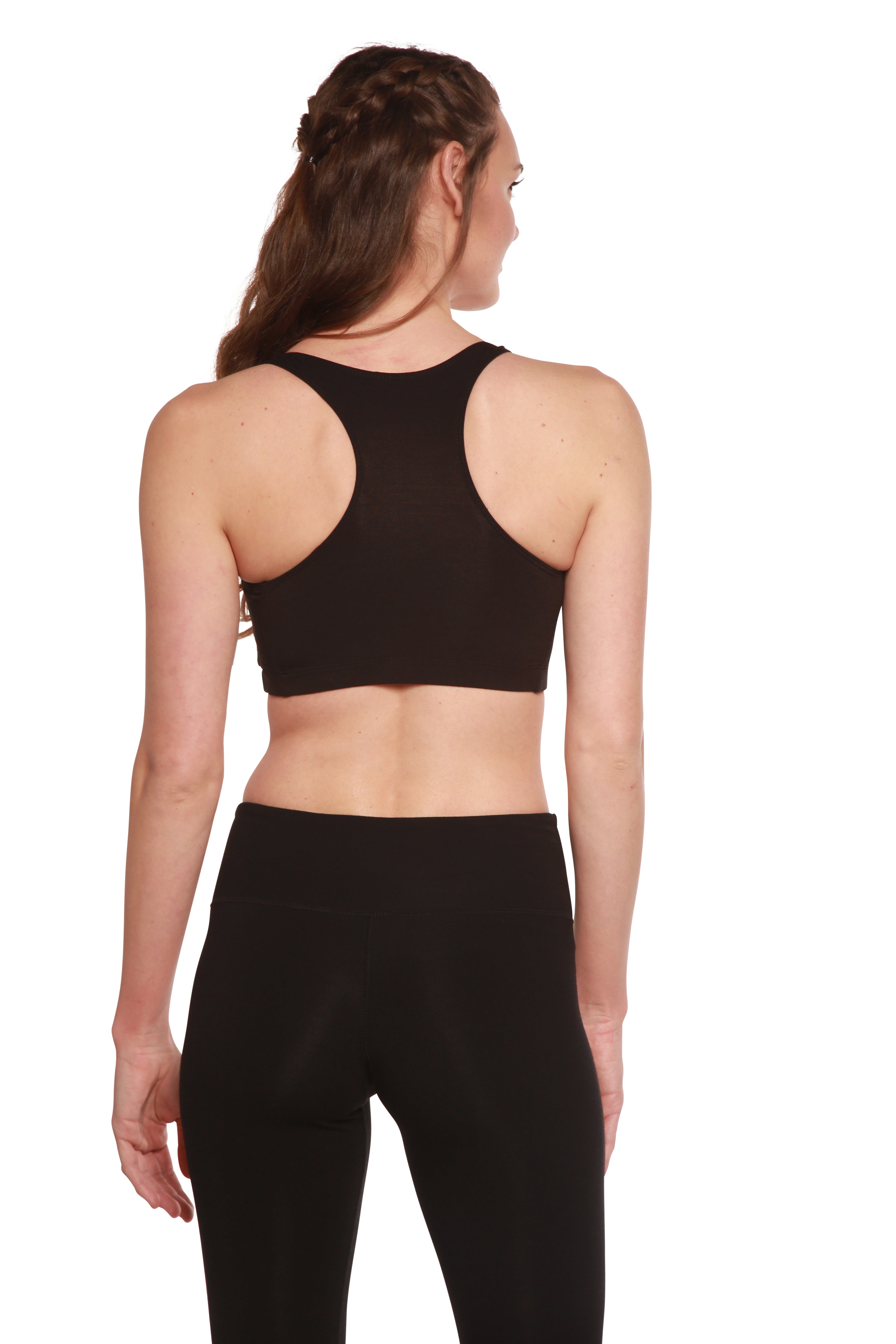 Sujetador deportivo acolchado de bambú para mujer, nuevo, en color negro
