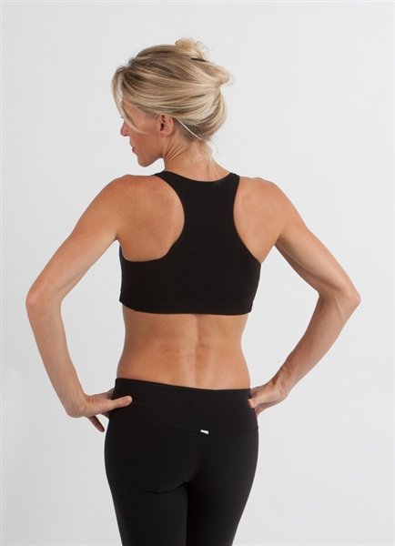 Sujetador deportivo acolchado de bambú para mujer, nuevo, en color negro
