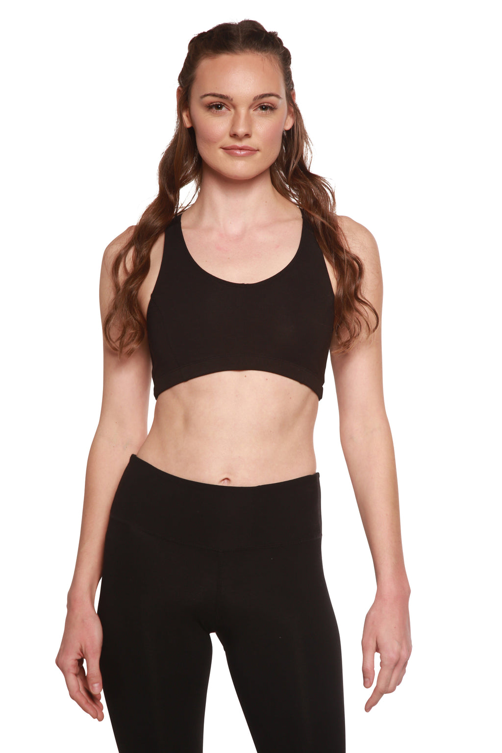 Sujetador deportivo acolchado de bambú para mujer, nuevo, en color negro