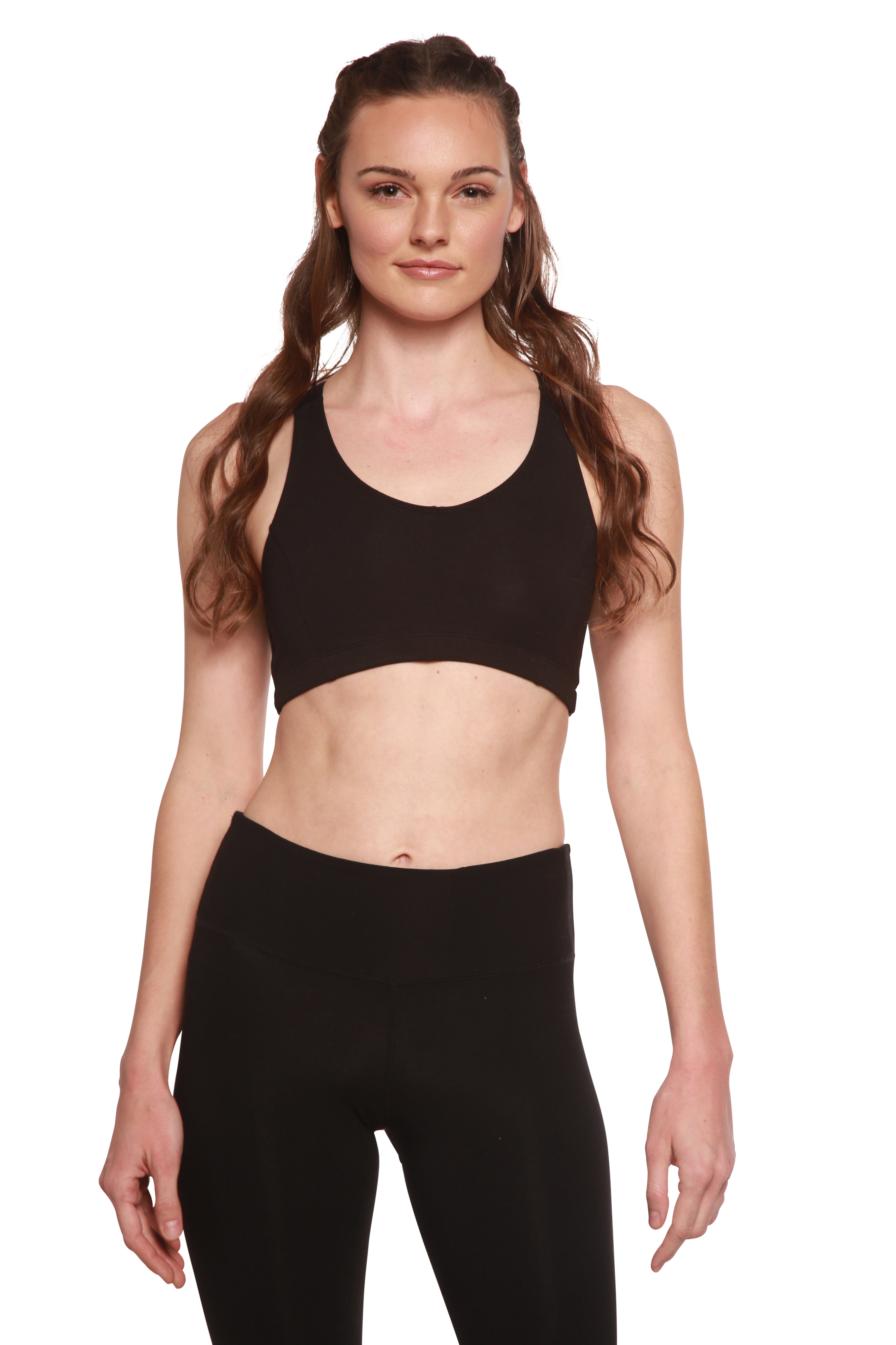 Sujetador deportivo acolchado de bambú para mujer, nuevo, en color negro