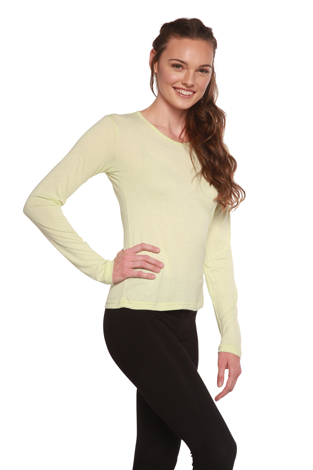 Liquidación Camiseta de Manga Larga para Mujer con Cuello Redondo 100% Viscosa de Bambú
