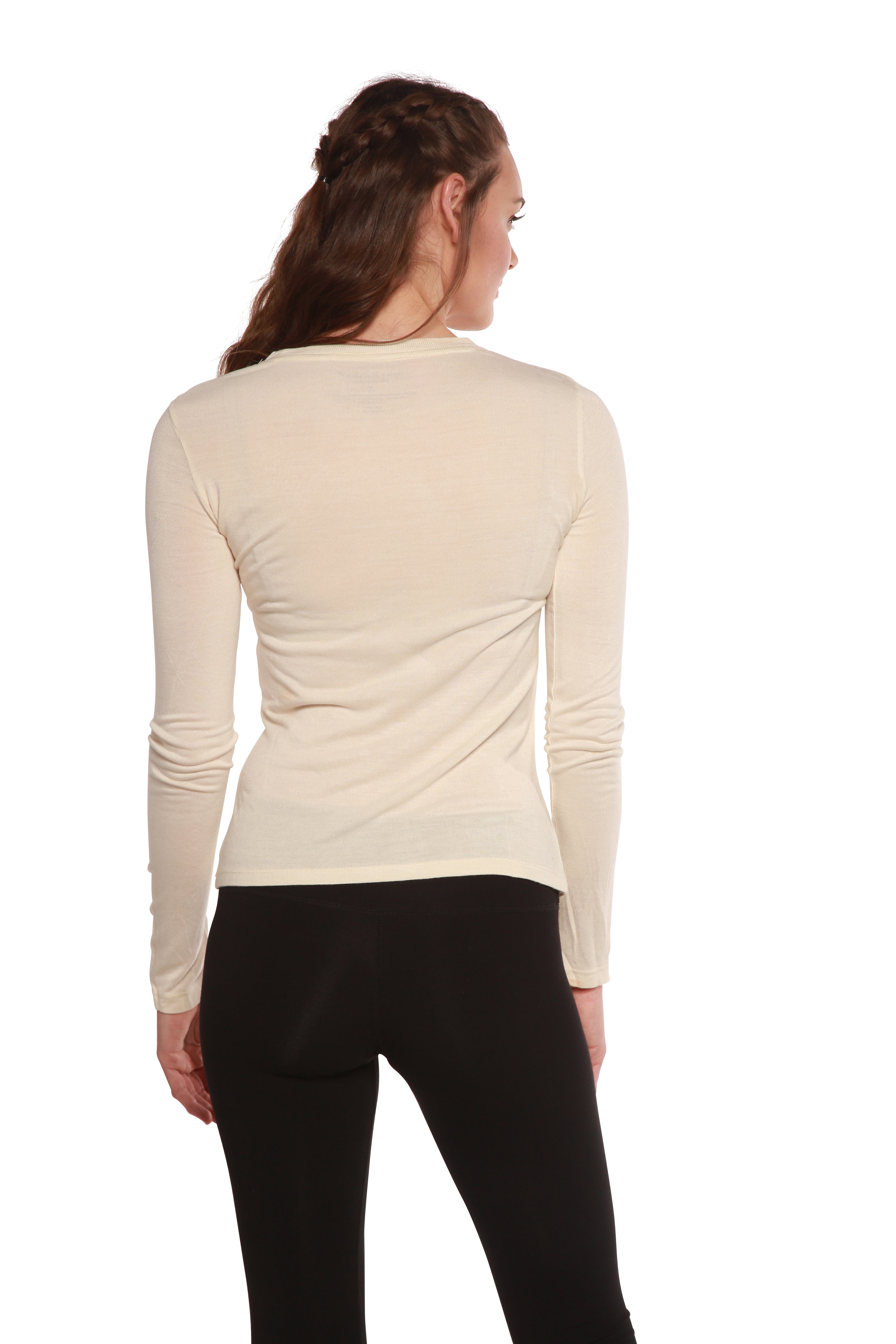 Liquidación Camiseta de Manga Larga para Mujer con Cuello Redondo 100% Viscosa de Bambú