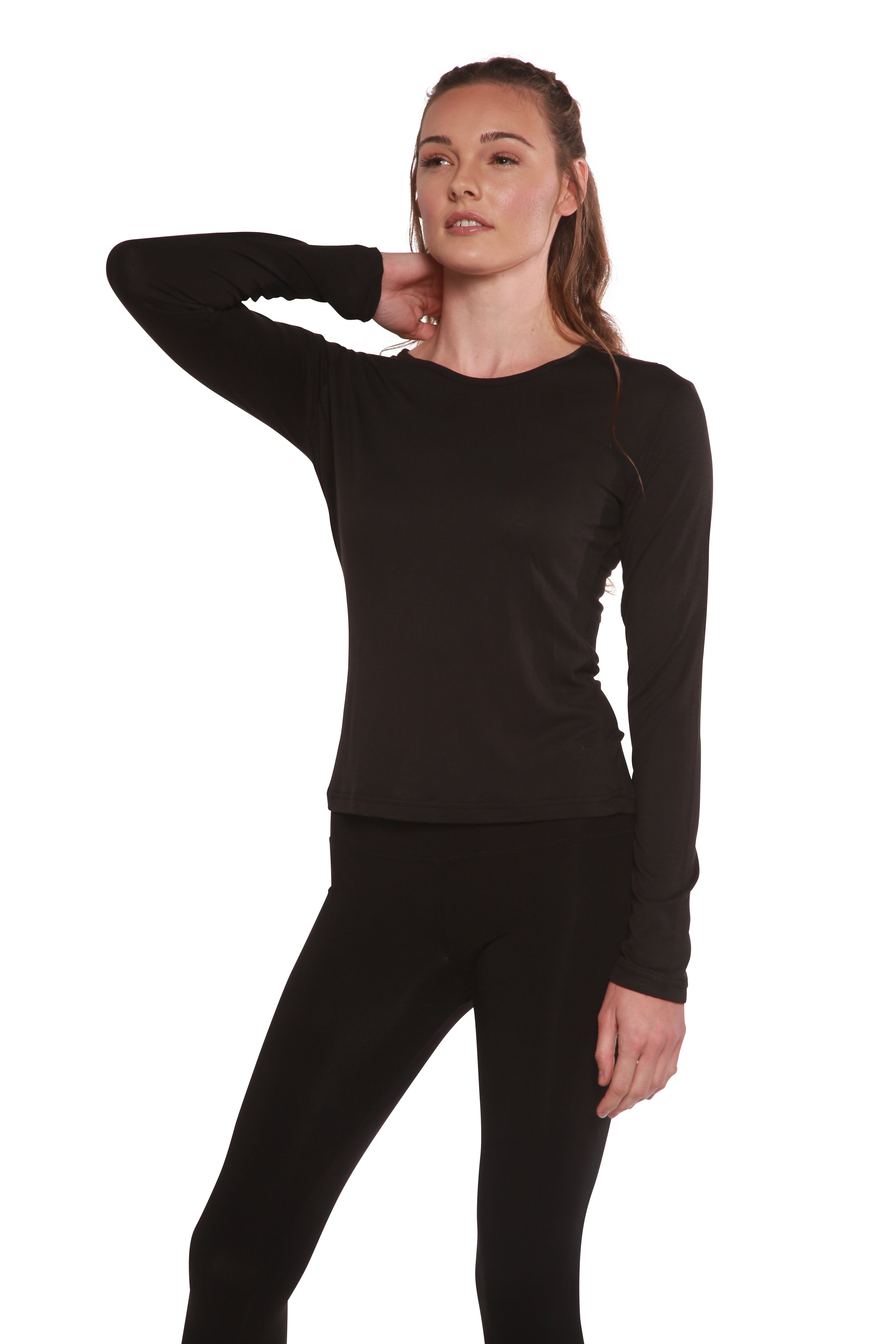 Liquidación Camiseta de Manga Larga para Mujer con Cuello Redondo 100% Viscosa de Bambú