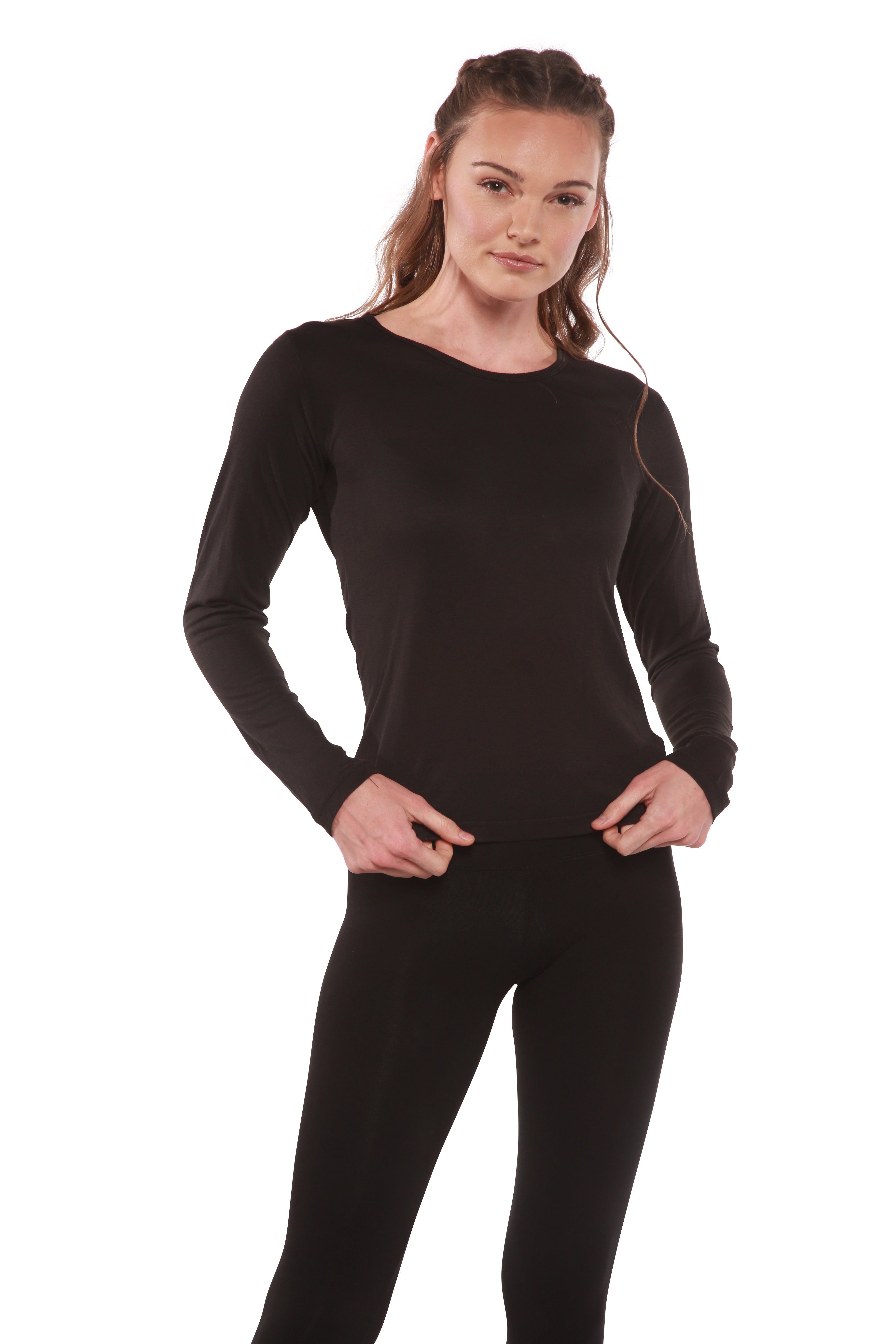 Liquidación Camiseta de Manga Larga para Mujer con Cuello Redondo 100% Viscosa de Bambú