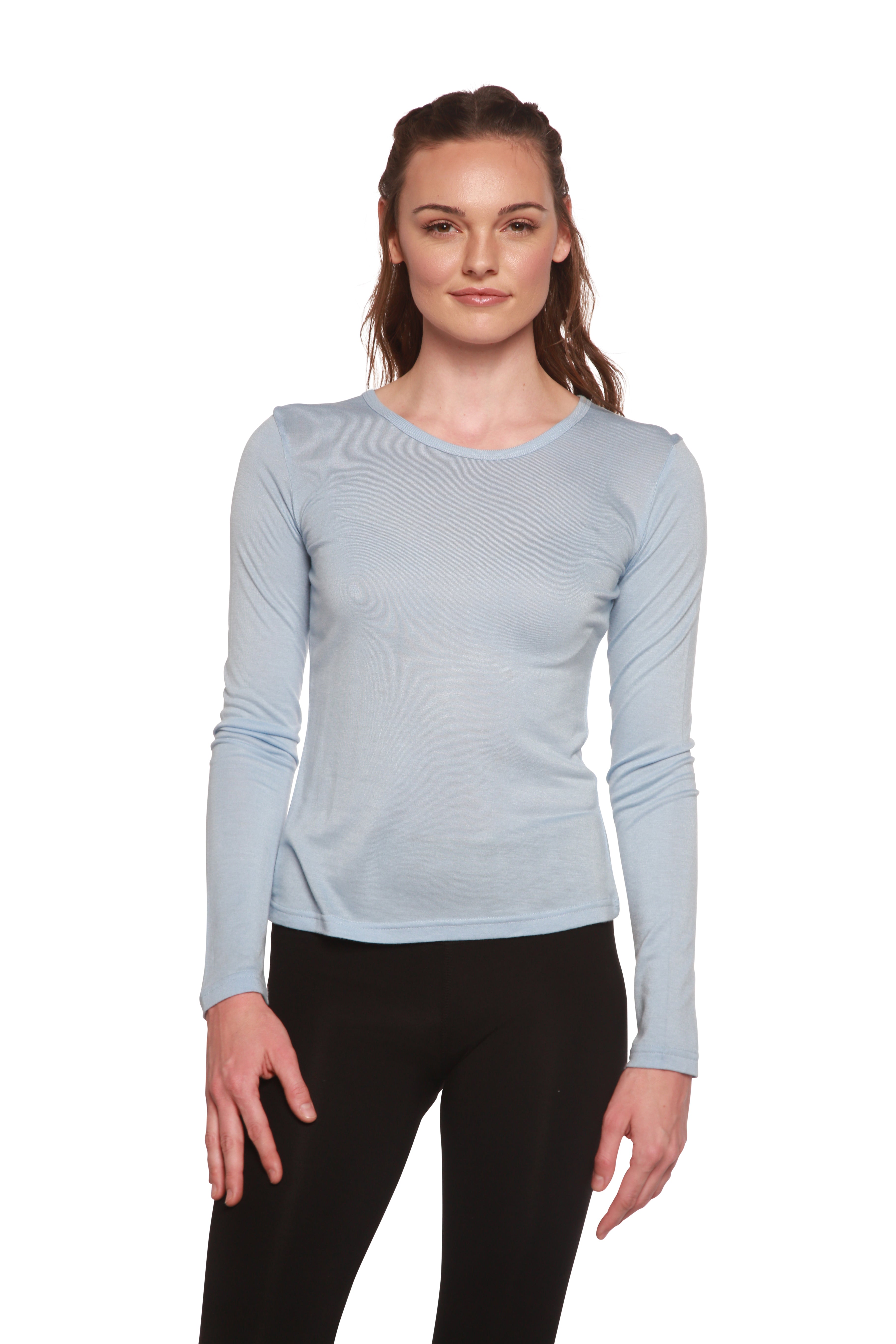 Liquidación Camiseta de Manga Larga para Mujer con Cuello Redondo 100% Viscosa de Bambú