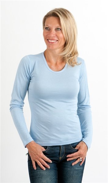 Liquidación Camiseta de Manga Larga para Mujer con Cuello Redondo 100% Viscosa de Bambú