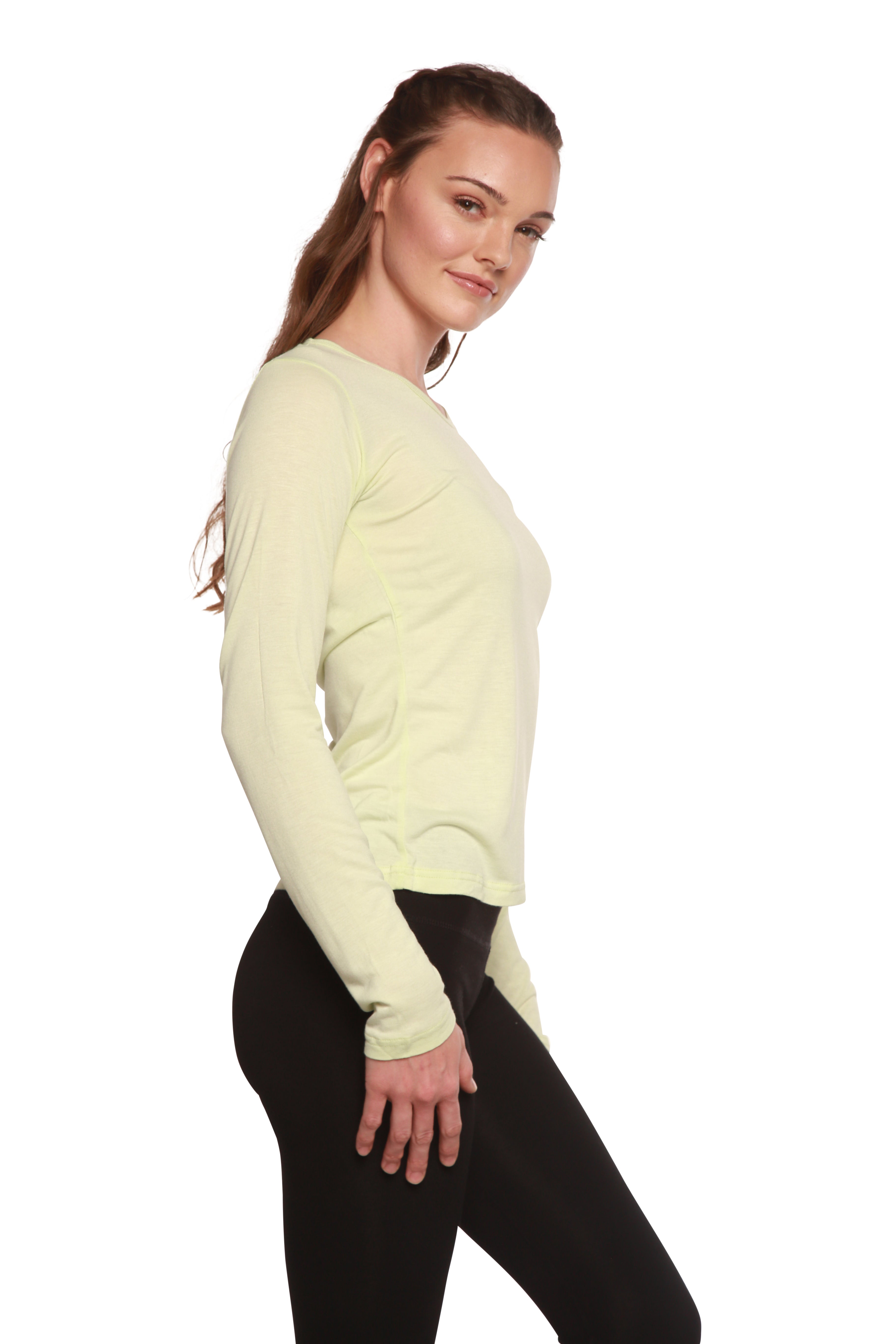 Liquidación Camiseta de Manga Larga para Mujer con Cuello Redondo 100% Viscosa de Bambú