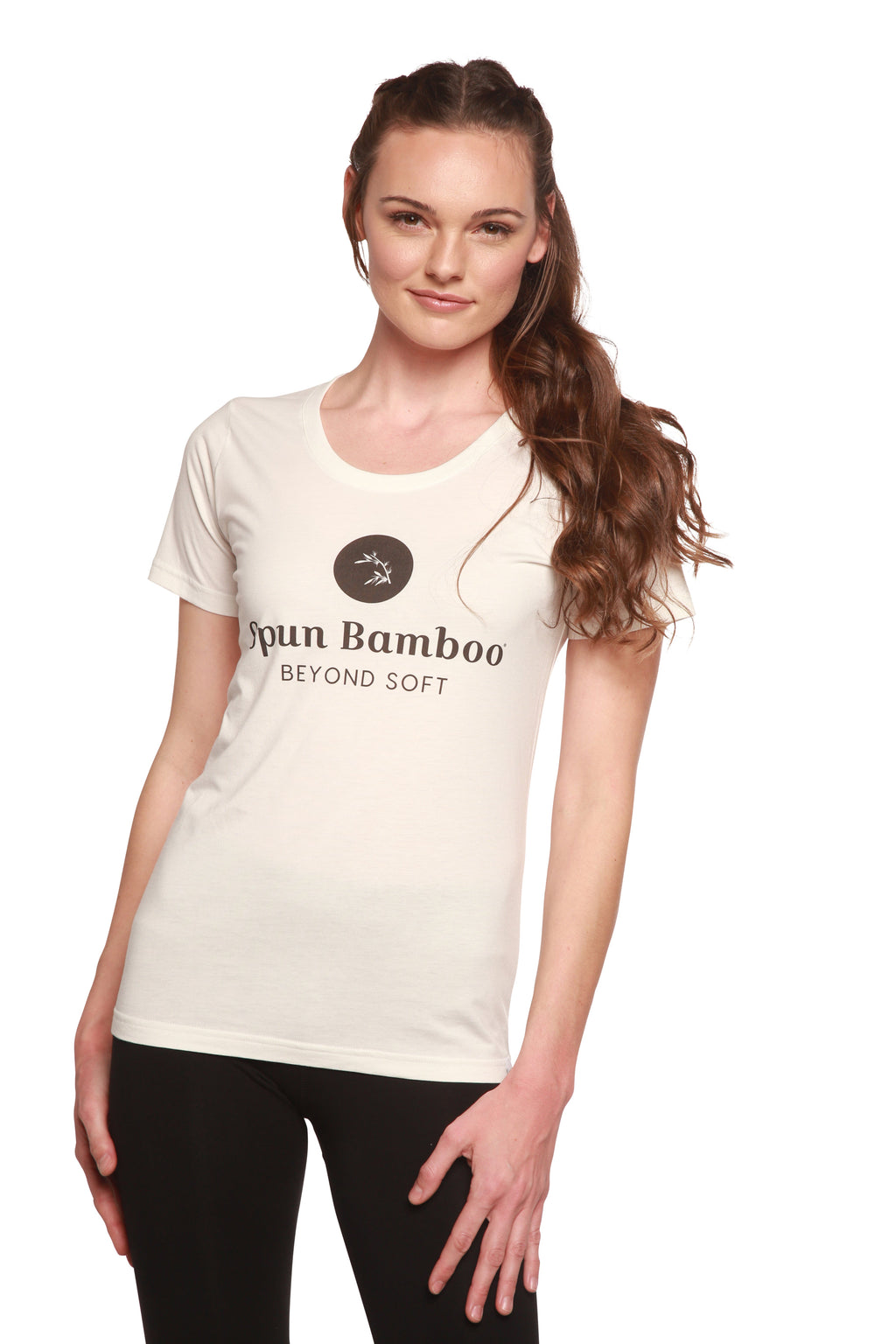 Camiseta de Viscosa de Bambú/Algodón Orgánico Hilado con Logotipo para Mujer